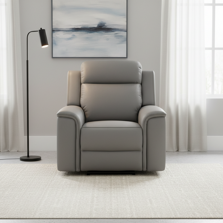 Doomben Premium Leather Recliner Armchair - Dark Grey