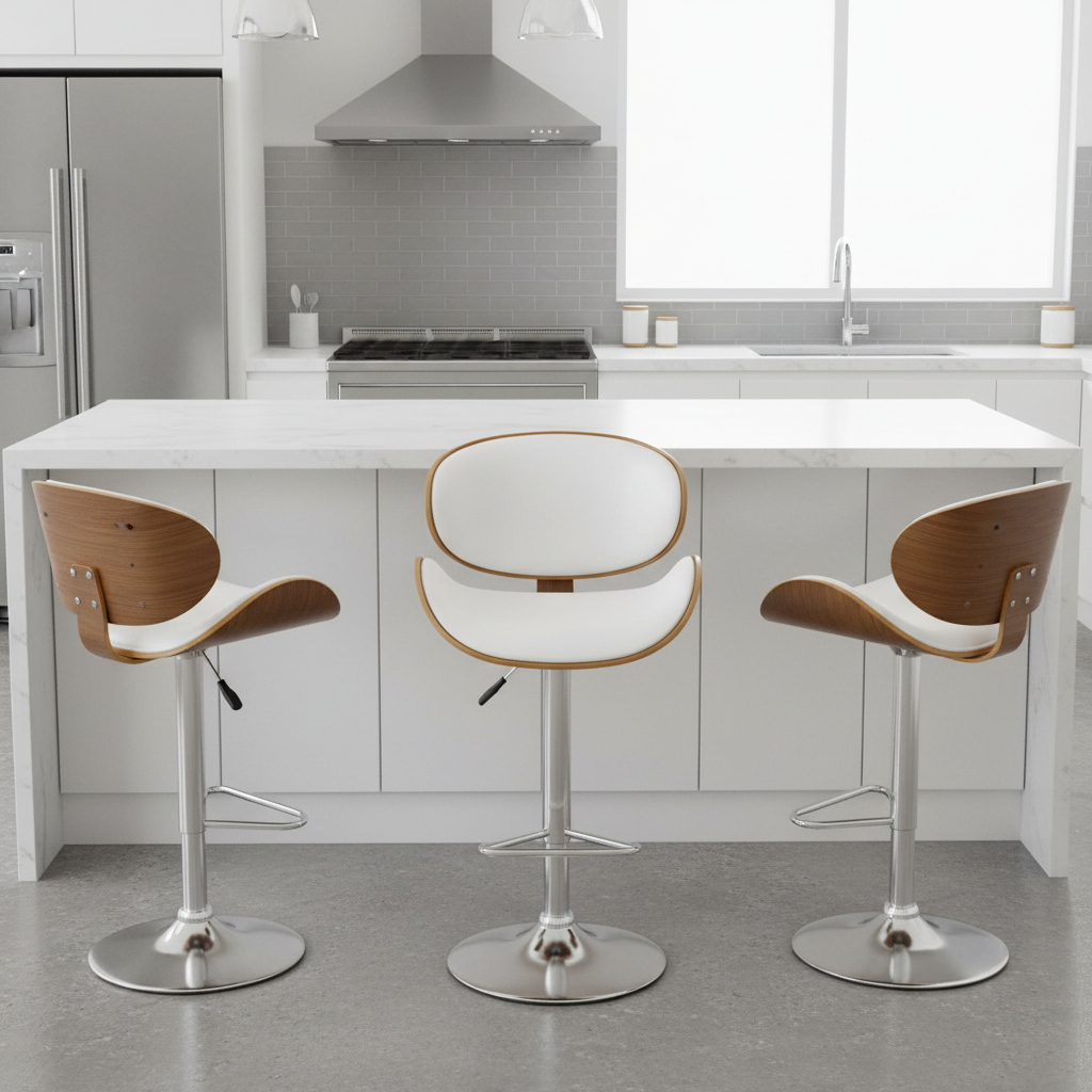 Dubai Bar Stool - White + Walnut