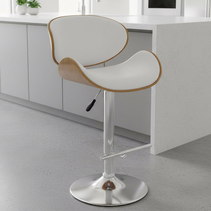 Dubai Bar Stool - White + Walnut
