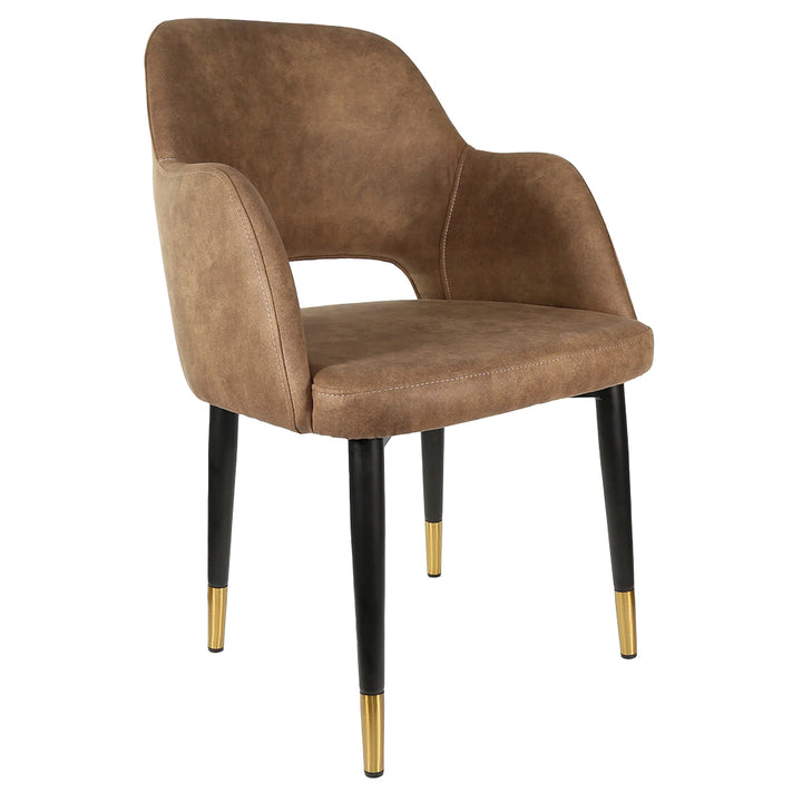 Durafurn Sorbet Chair with Black Metal Legs - Mocha Fabric