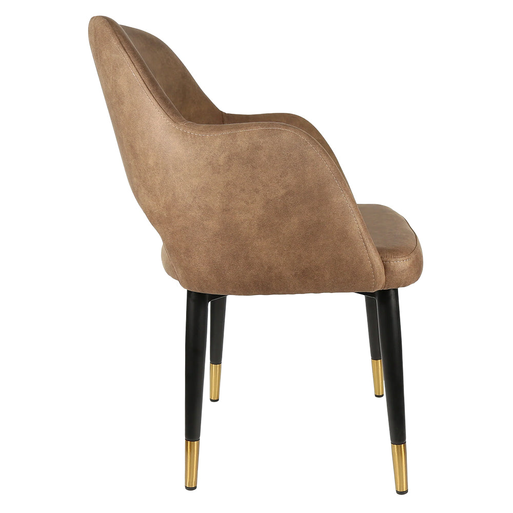 Durafurn Sorbet Chair with Black Metal Legs - Mocha Fabric