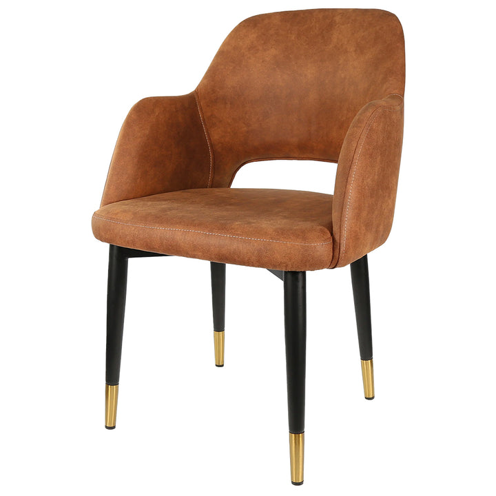 Durafurn Sorbet Chair with Black Metal Legs - Tan Fabric