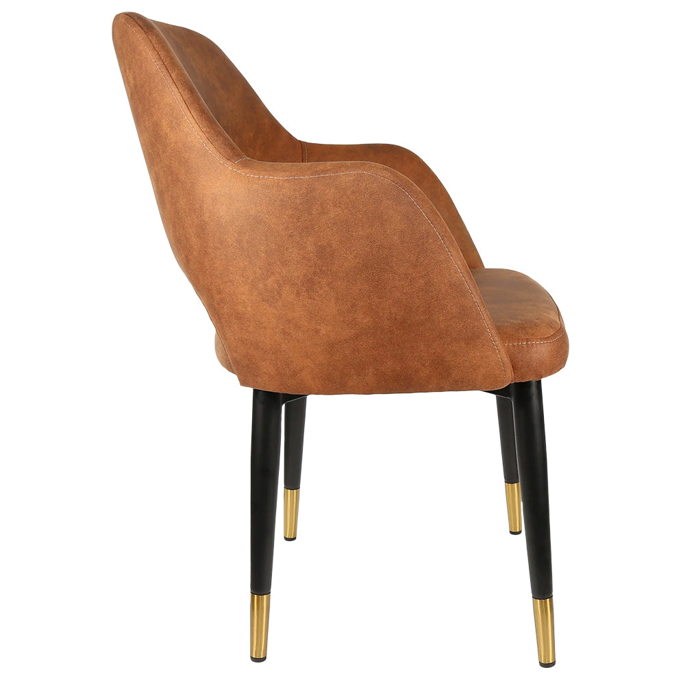 Durafurn Sorbet Chair with Black Metal Legs - Tan Fabric