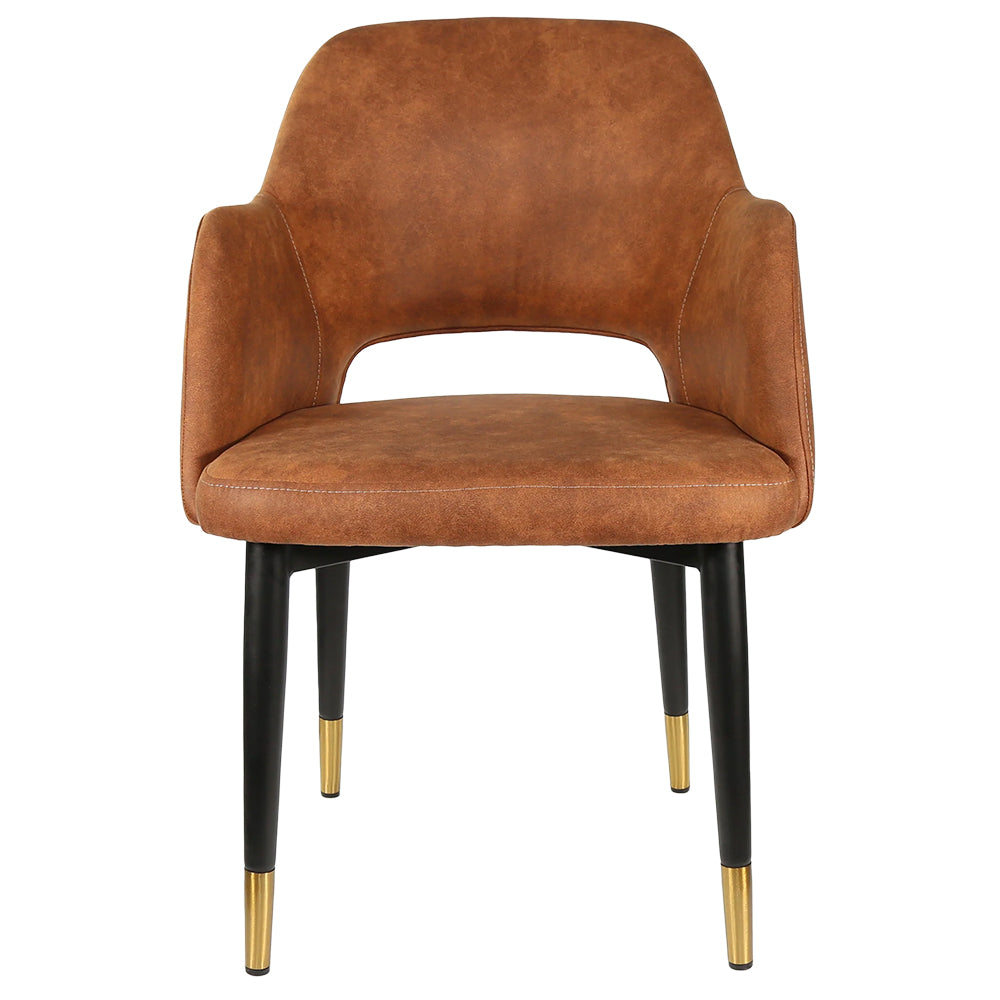 Durafurn Sorbet Chair with Black Metal Legs - Tan Fabric