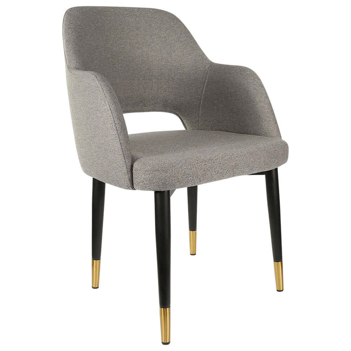 Durafurn Sorbet Chair with Black Metal Legs - Taupe Fabric