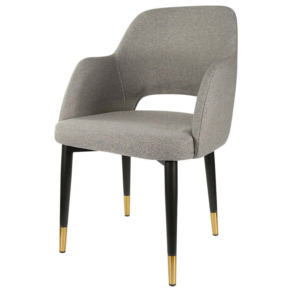 Durafurn Sorbet Chair with Black Metal Legs - Taupe Fabric