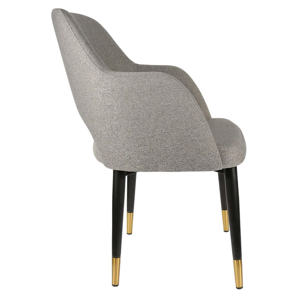 Durafurn Sorbet Chair with Black Metal Legs - Taupe Fabric