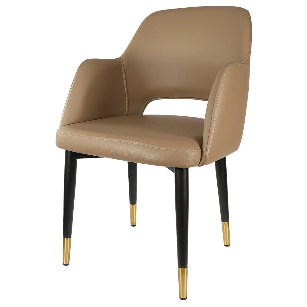 Durafurn Sorbet Chair with Black Metal Legs - Taupe Vinyl