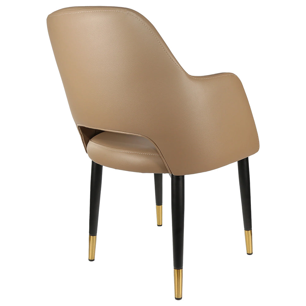 Durafurn Sorbet Chair with Black Metal Legs - Taupe Vinyl