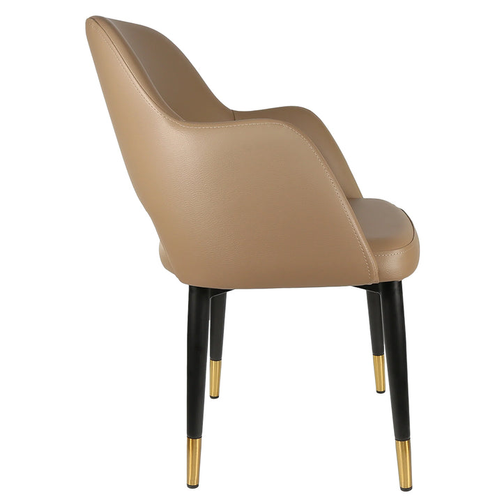 Durafurn Sorbet Chair with Black Metal Legs - Taupe Vinyl