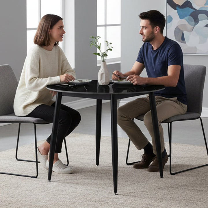 Duverge 90cm Round Dining Table - Black