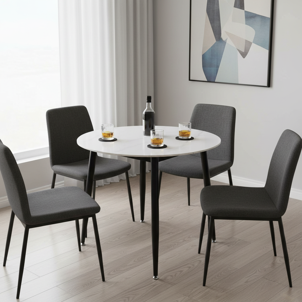 Duverge 90cm Round Dining Table - White