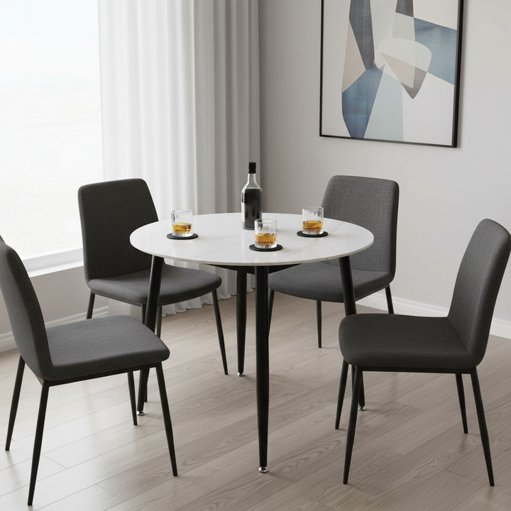 Duverge 90cm Round Dining Table - White