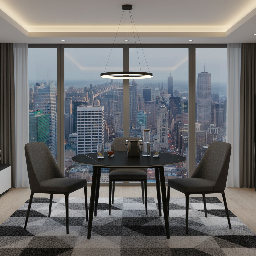 Duverge 120cm Round Dining Table - Black