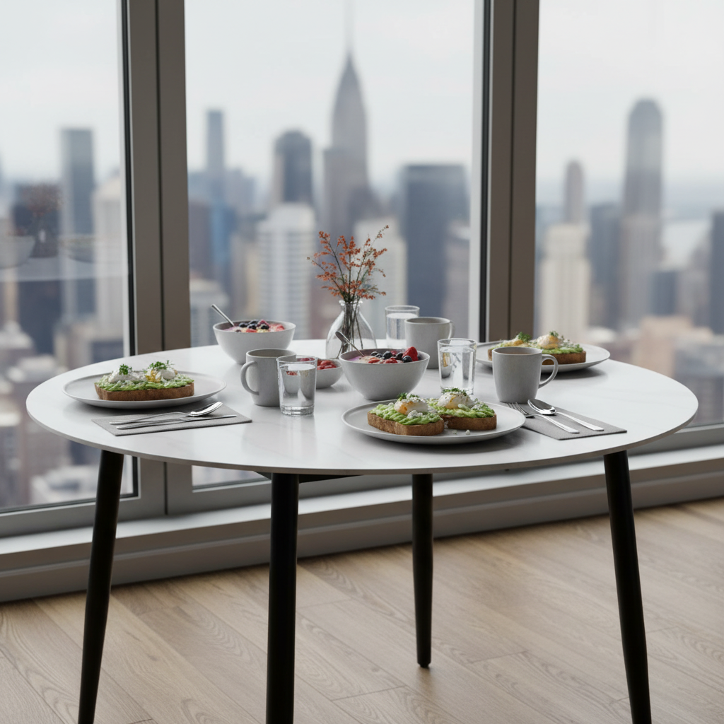 Duverge 120cm Round Dining Table - White