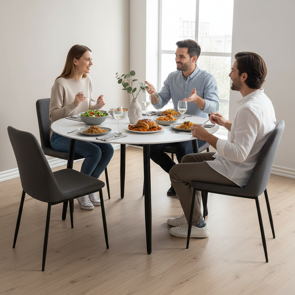 Duverge 120cm Round Dining Table - White