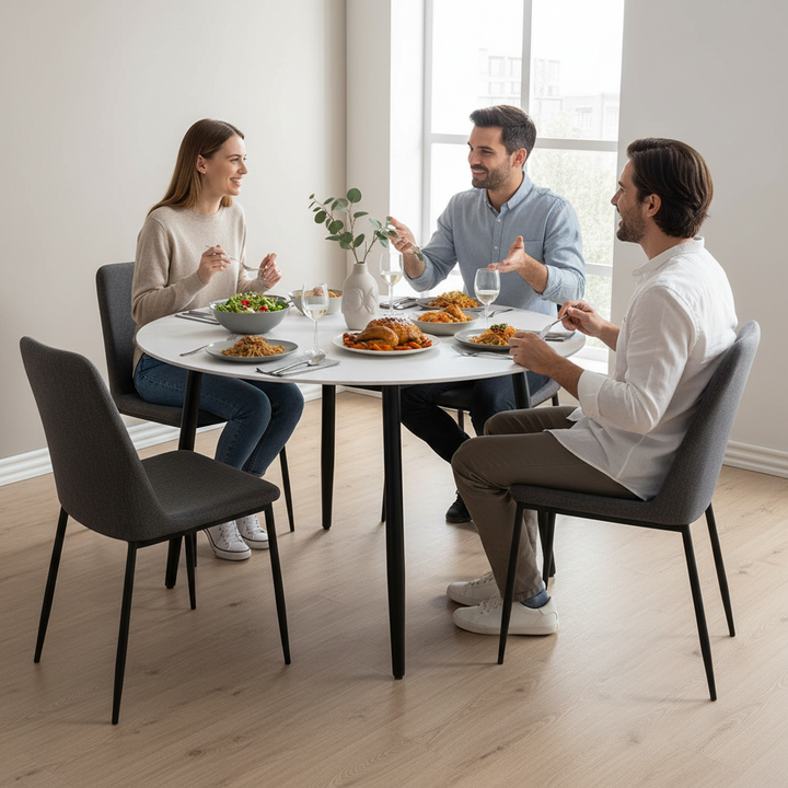 Duverge 120cm Round Dining Table - White