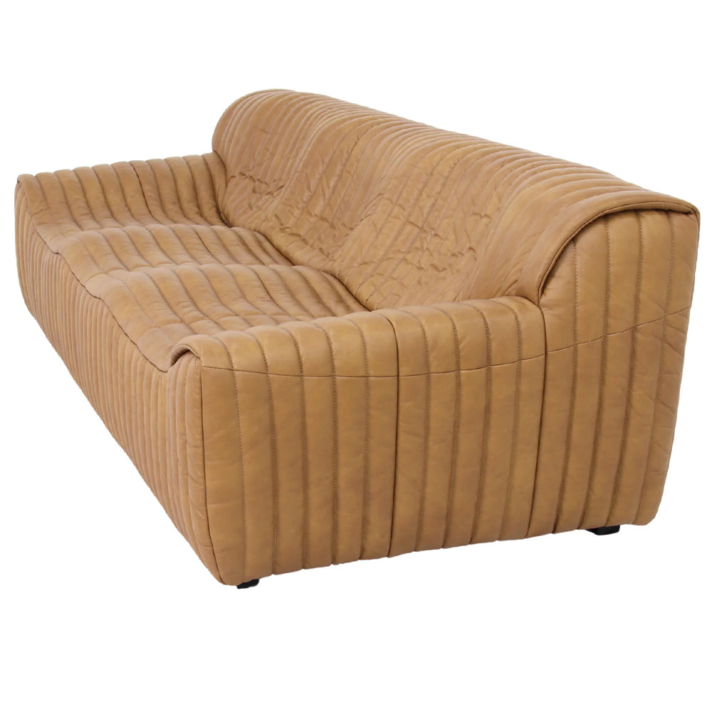 Duvina 3 Seater Sofa - Amber Tan Eco Leather