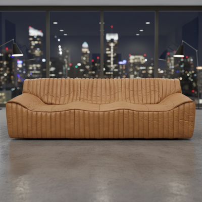 Duvina 3 Seater Sofa - Amber Tan Eco Leather