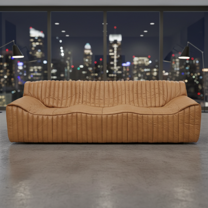Duvina 3 Seater Sofa - Amber Tan Eco Leather