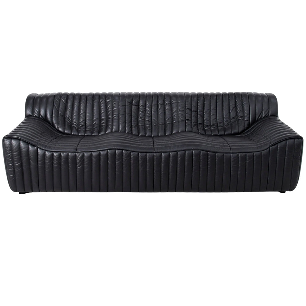 Duvina 3 Seater Sofa - Black Eco Leather