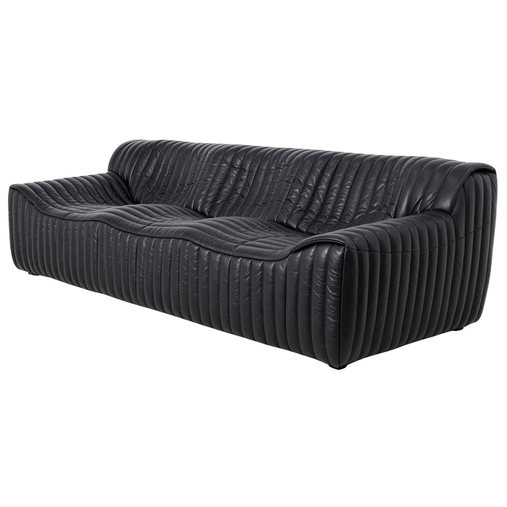 Duvina 3 Seater Sofa - Black Eco Leather
