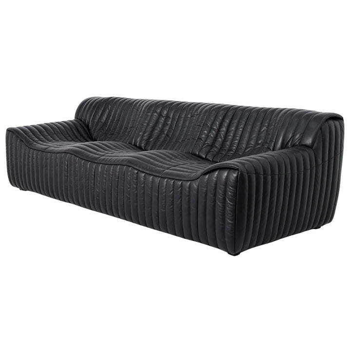 Duvina 3 Seater Sofa - Black Eco Leather