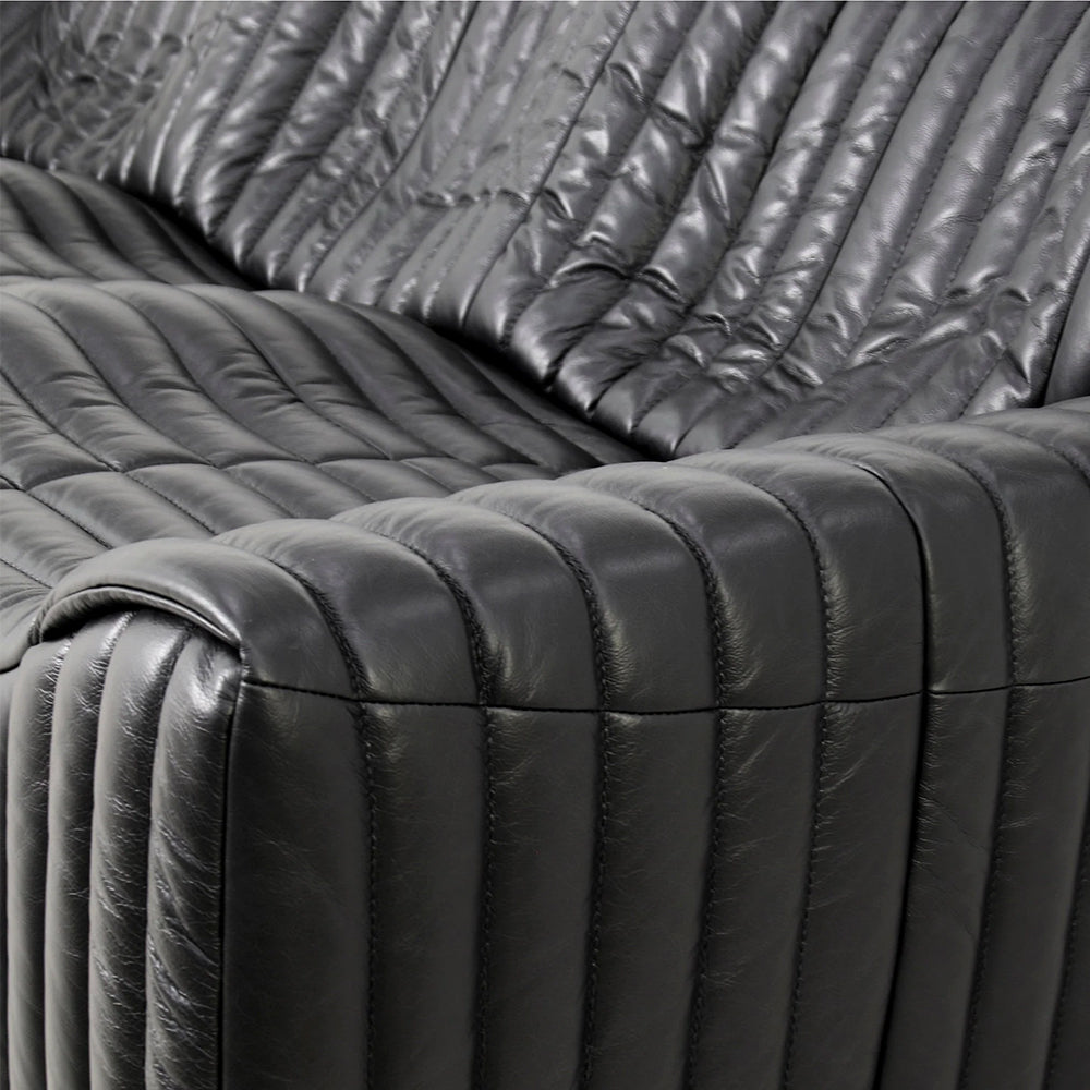 Duvina 3 Seater Sofa - Black Eco Leather