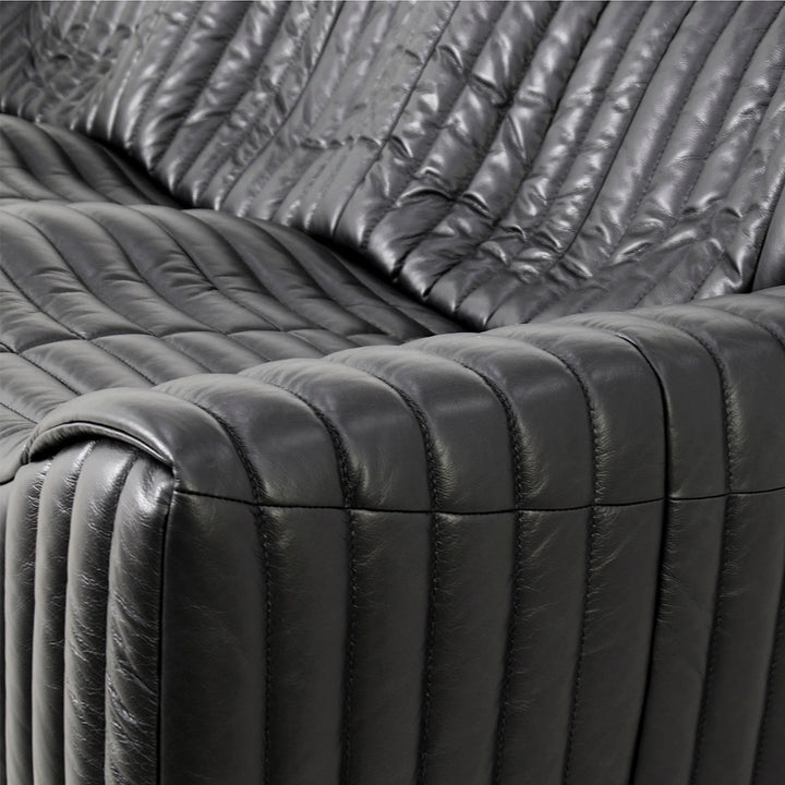 Duvina 3 Seater Sofa - Black Eco Leather