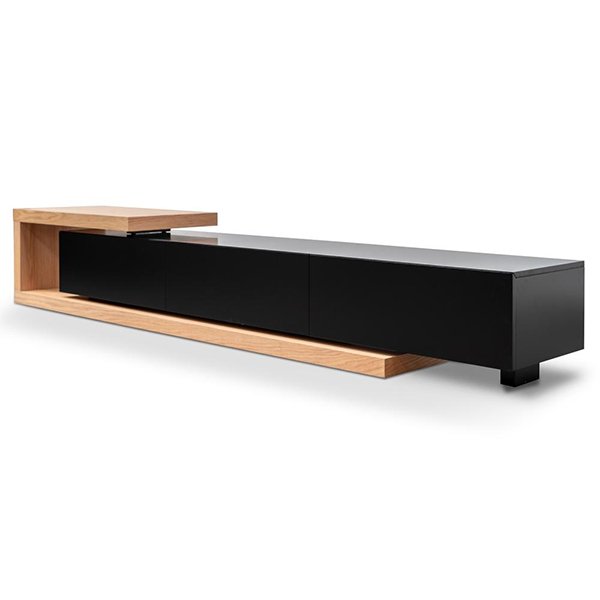 Dwell Extendable TV Entertainment Unit - Natural Oak - Black Matt