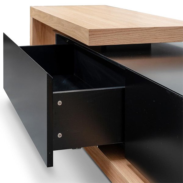 Dwell Extendable TV Entertainment Unit - Natural Oak - Black Matt