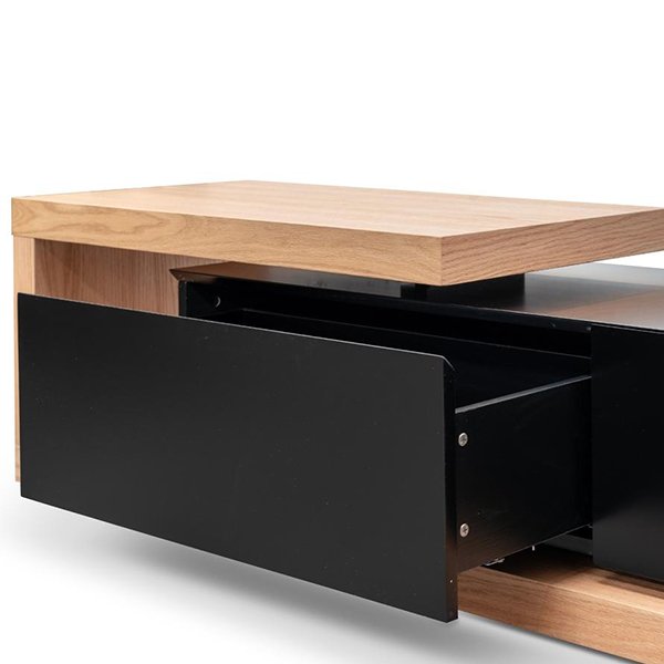 Dwell Extendable TV Entertainment Unit - Natural Oak - Black Matt