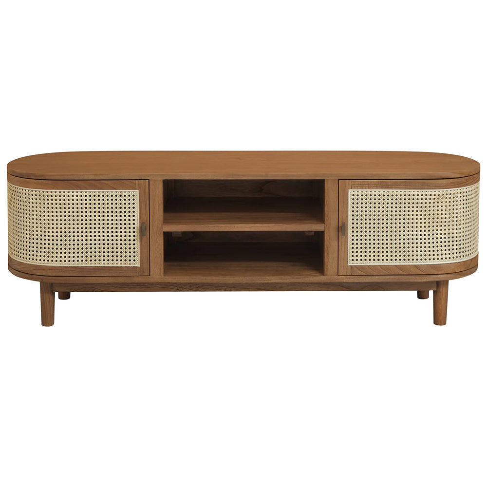 Eastwood 2 Door Solid Timber & Rattan Entertainment Unit