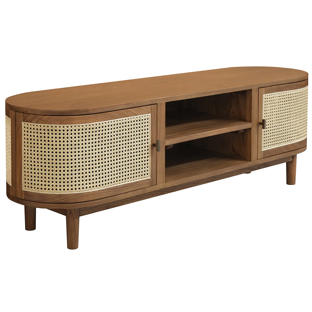 Eastwood 2 Door Solid Timber & Rattan Entertainment Unit