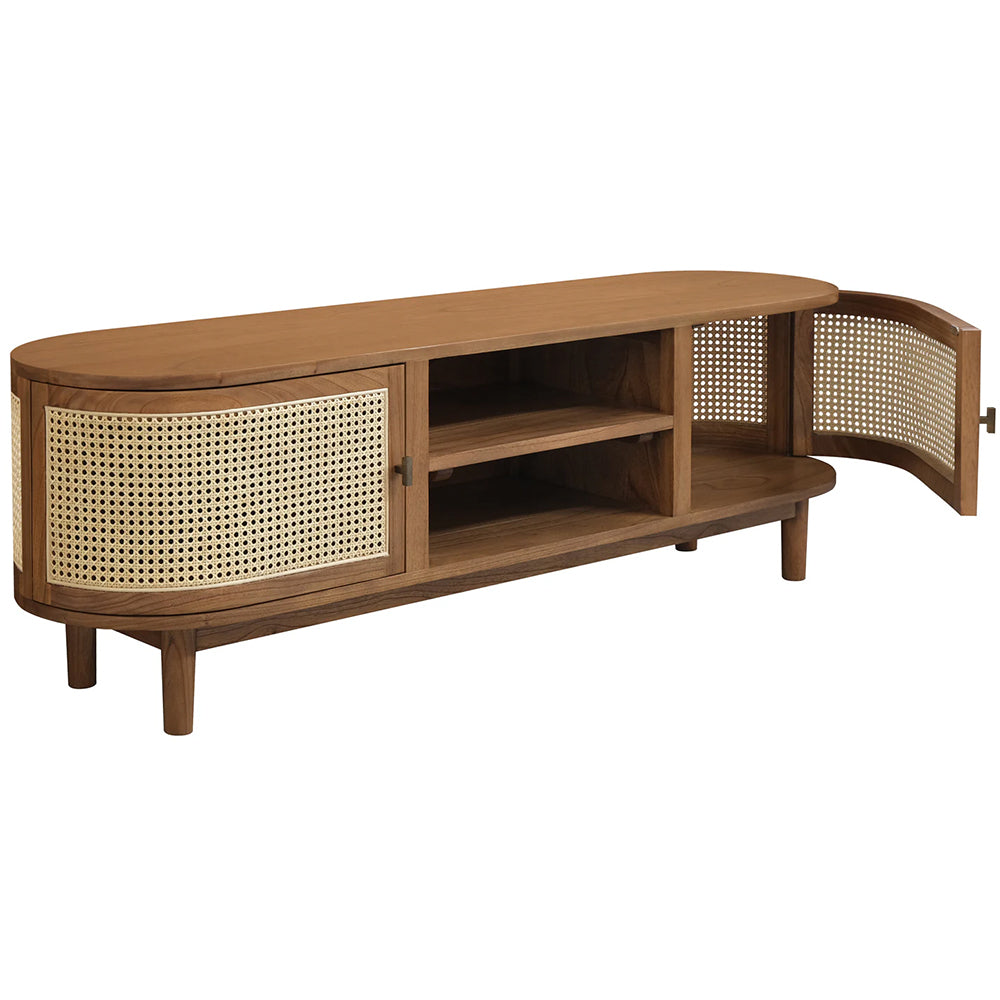 Eastwood 2 Door Solid Timber & Rattan Entertainment Unit