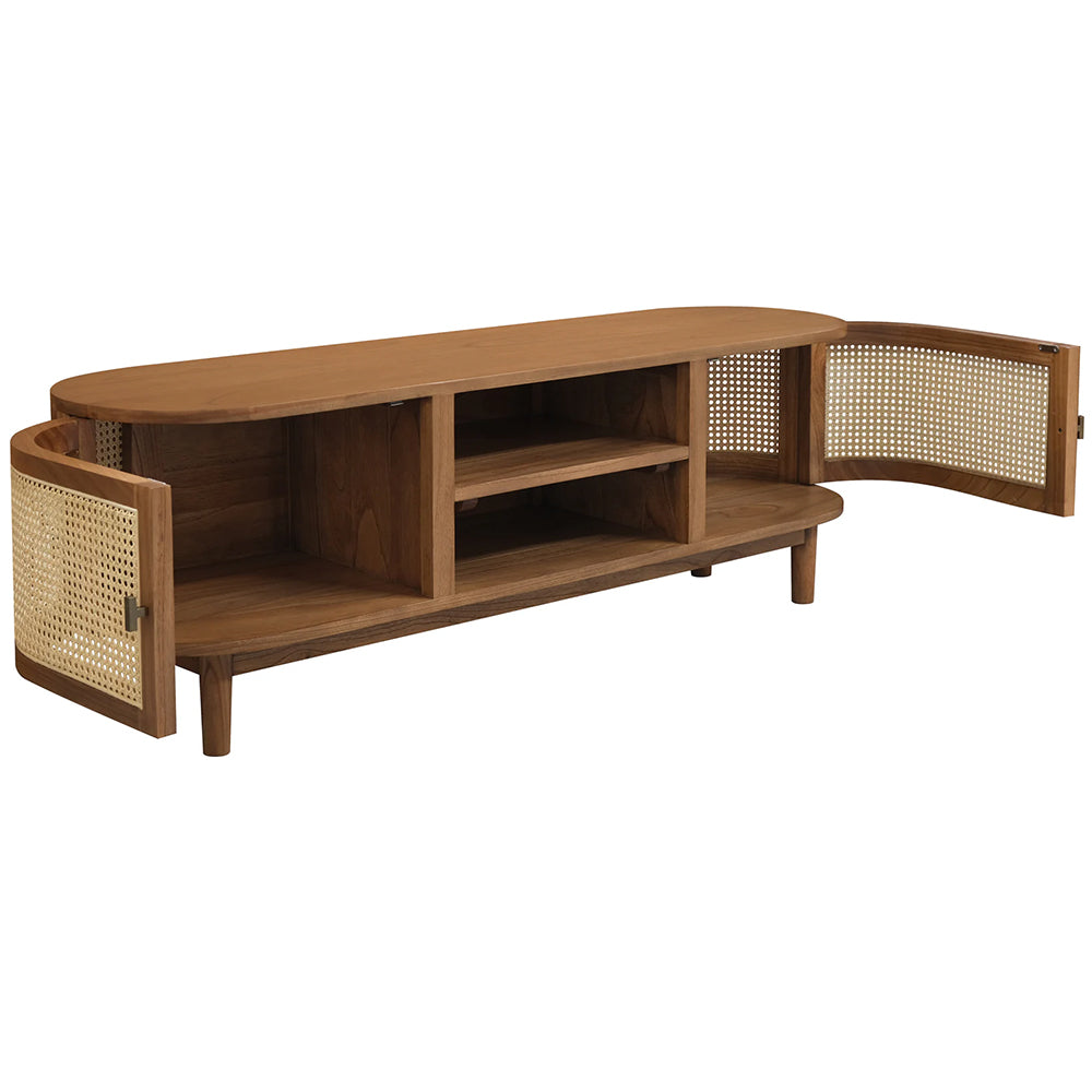 Eastwood 2 Door Solid Timber & Rattan Entertainment Unit