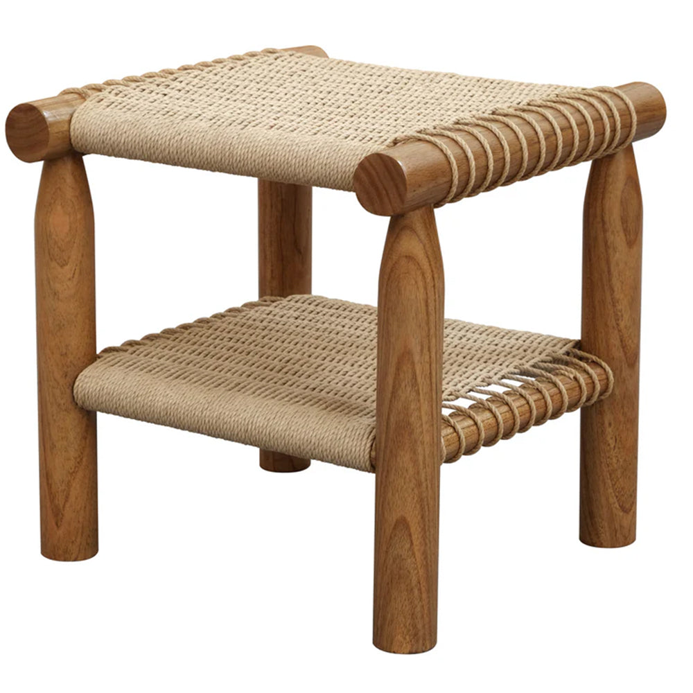 Eastwood 2 Door Solid Timber & Rattan Lamp Table