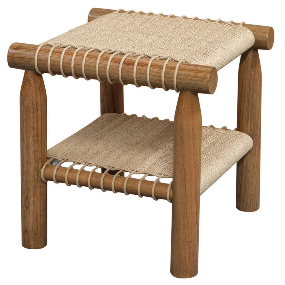 Eastwood 2 Door Solid Timber & Rattan Lamp Table