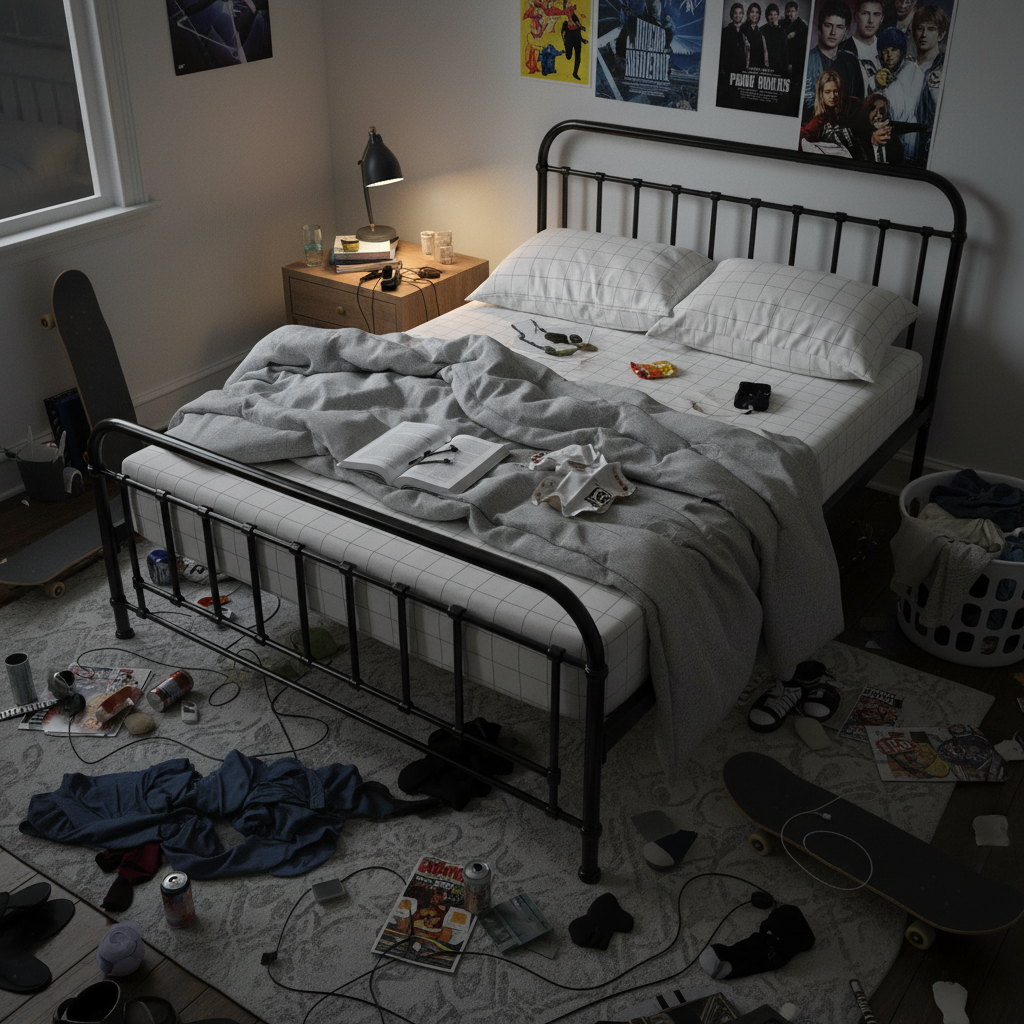 Edwin Double Metal Bed - Black