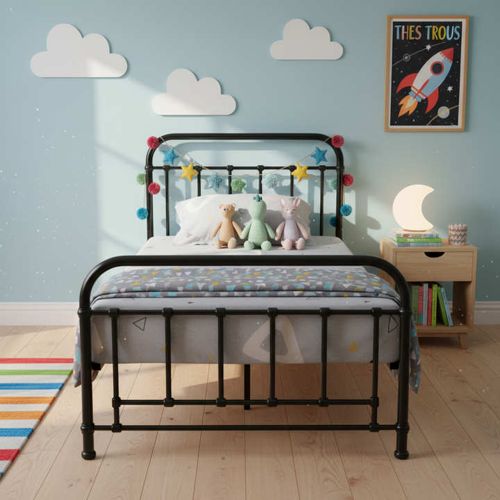 Edwin King Single Metal Bed - Black