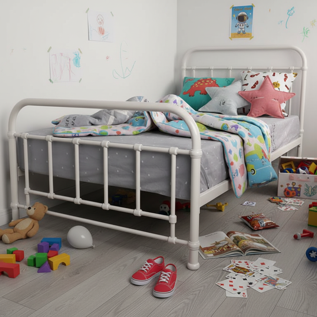 Edwin King Single Metal Bed - White