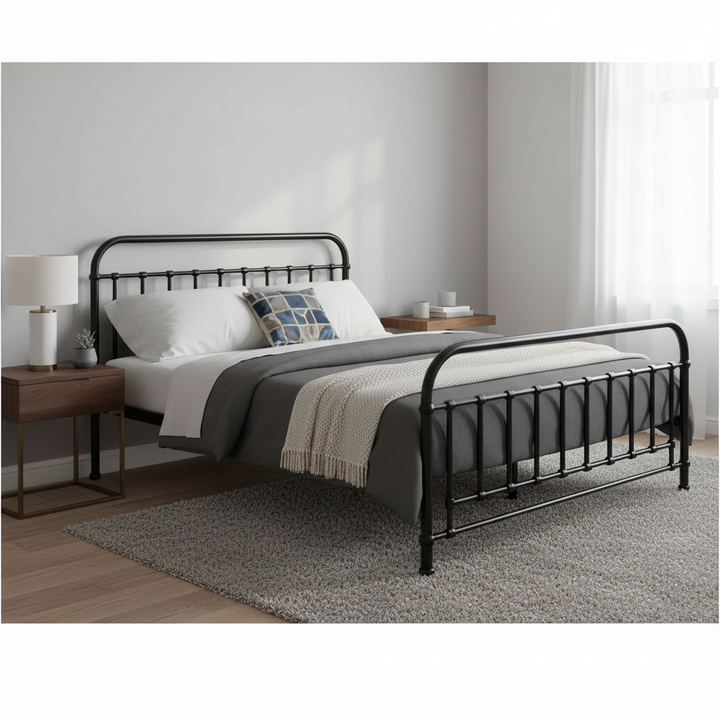 Edwin Queen Metal Bed - Black