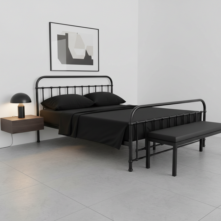 Edwin Queen Metal Bed - Black