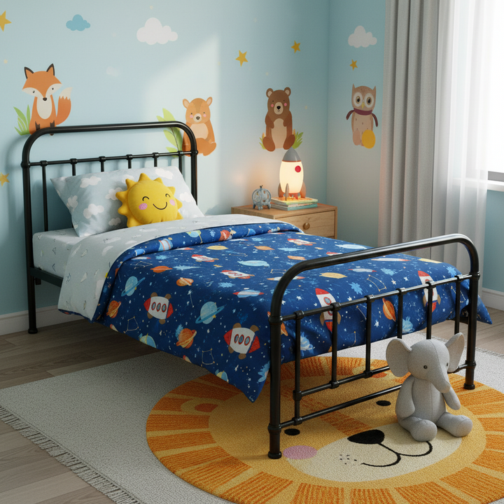 Edwin Single Metal Bed - Black