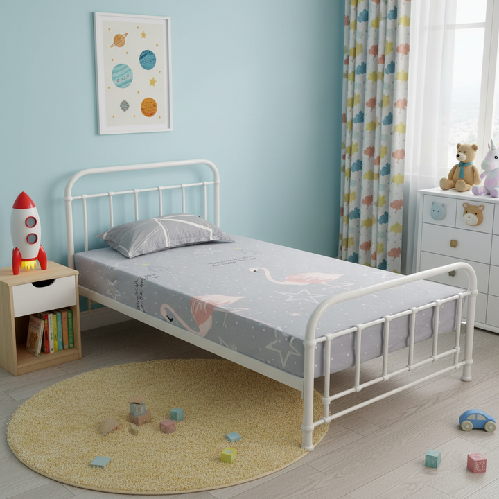 Edwin Single Metal Bed White