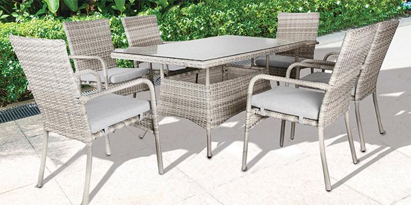 Tuncurry 7 Piece Resin Wicker Outdoor Dining Table Set