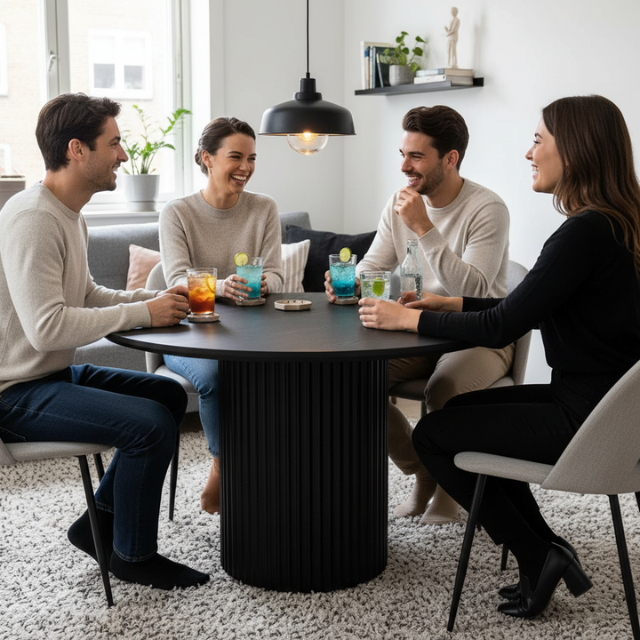 El Nino 1.2m Round Wooden Dining Table - Black