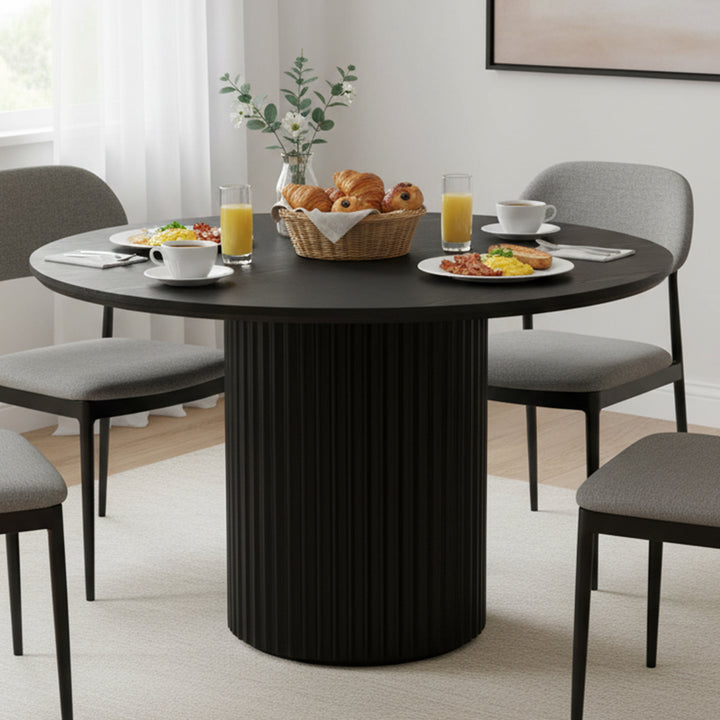 El Nino 1.2m Round Wooden Dining Table - Black