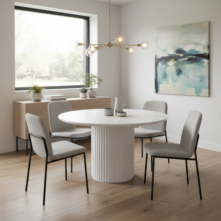 El Nino 1.2m Round Wooden Dining Table - White