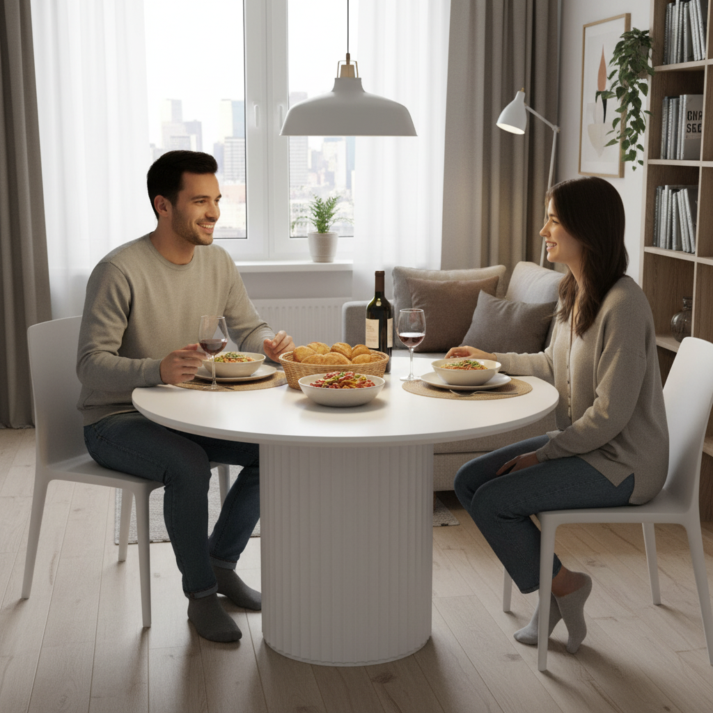 El Nino 1.2m Round Wooden Dining Table - White